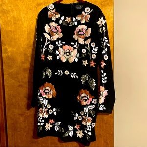Needle and thread embroidered sequin flower dress